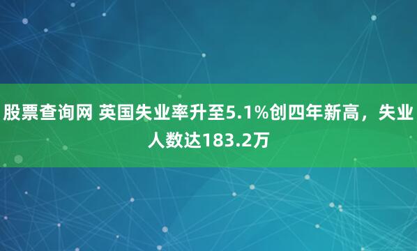股票查询网 英国失业率升至5.1%创四年新高，失业人数达183.2万